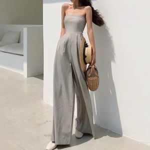Vintage high-waisted strapless jumpsuits